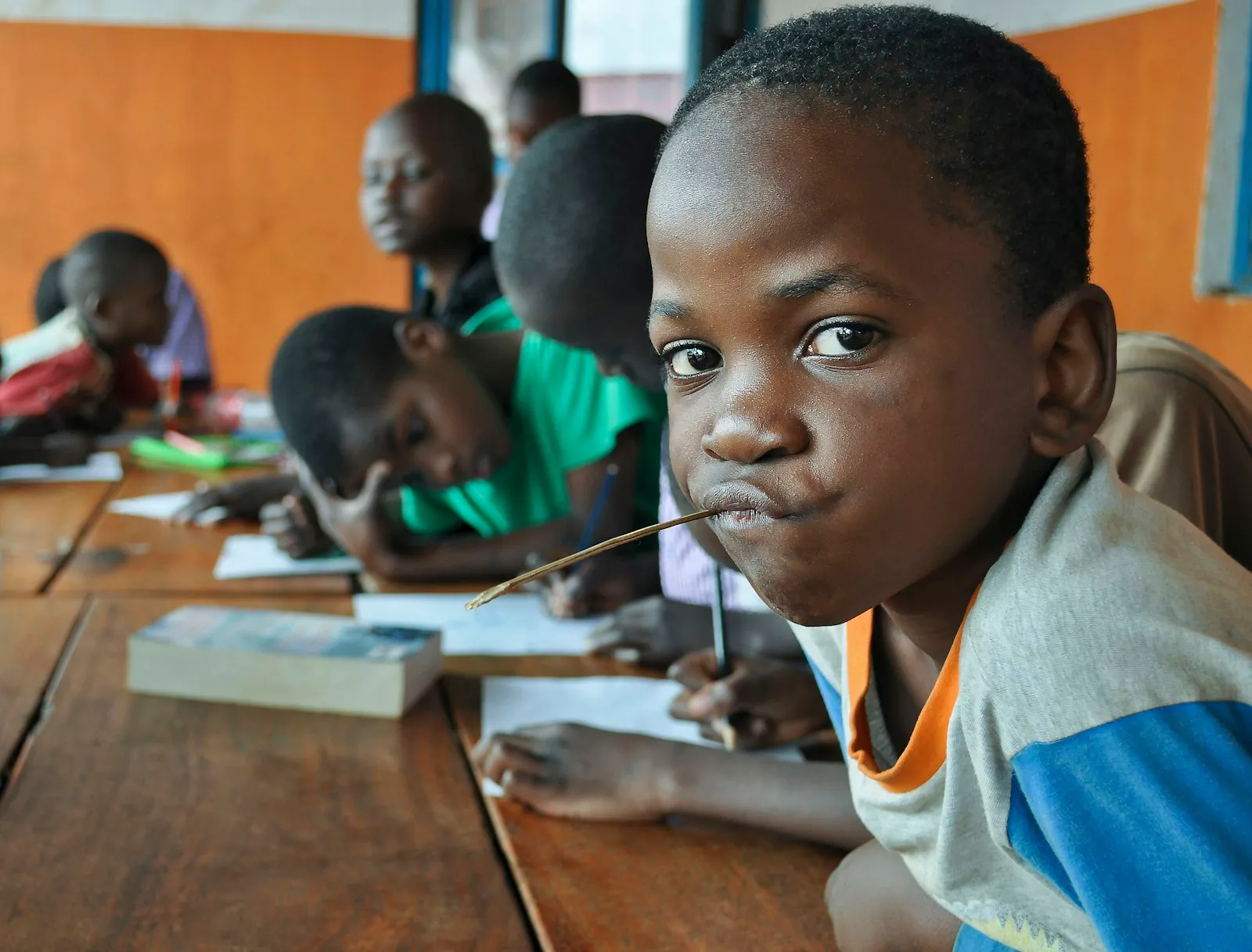 Children working at a table