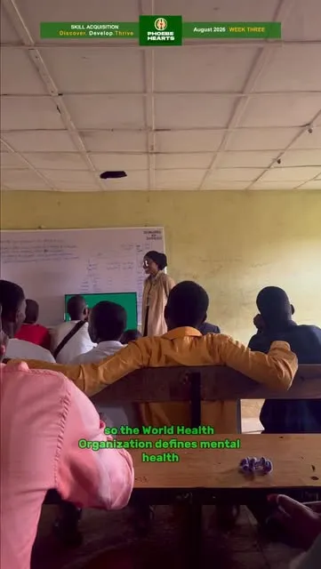 Participants in a mental health conversation in a classroom